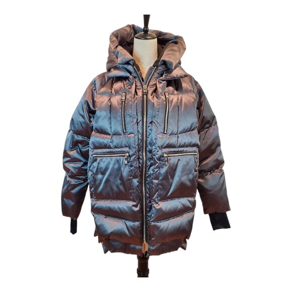 OROLAY SZ S Women's 092 Cosmos Shiny Down Puffer Gray Silver Winter Coat Jacket - Picture 2 of 13